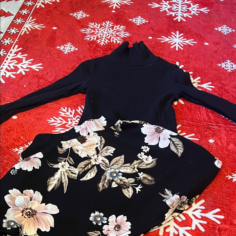Floral Black Kids Matching Set